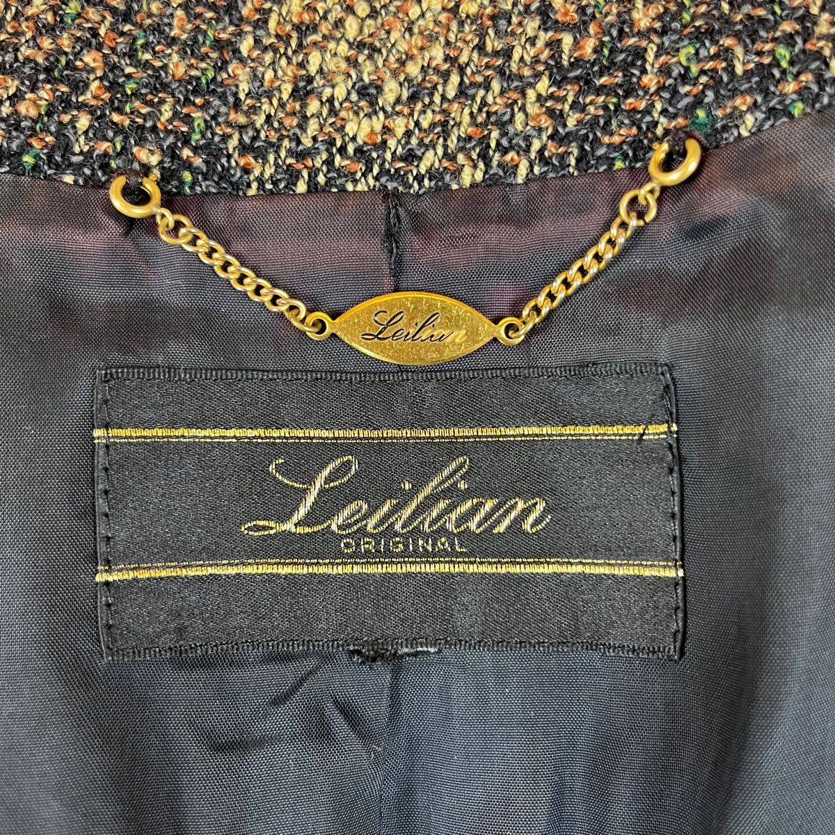Leilian レリアン テーラードジャケット ツイード ダブル チェック XL