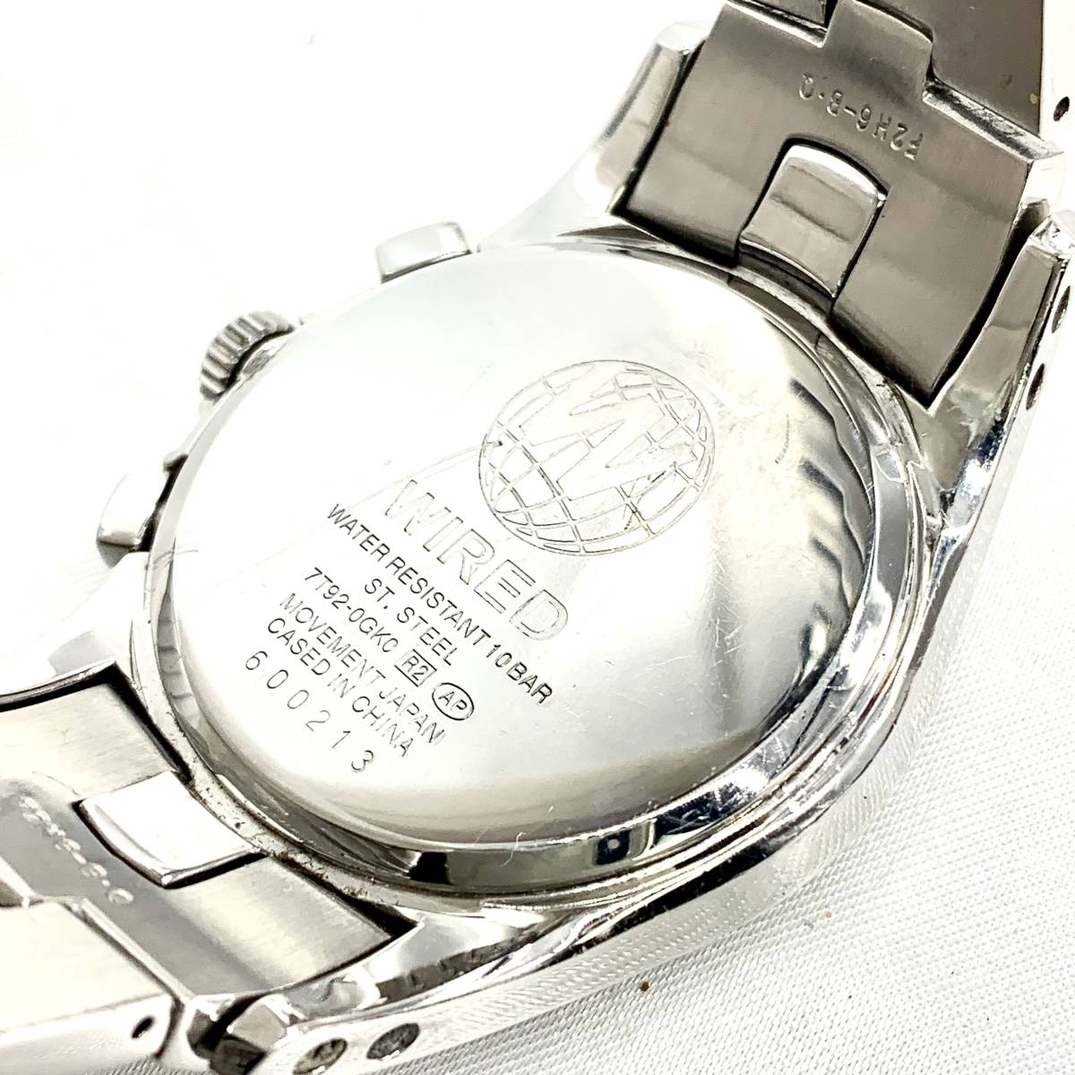  1円 ■ SEIKO セイコー WIRED 時計 7T92-0GK0 ホワイトシェル 白文字盤 1175N_画像8