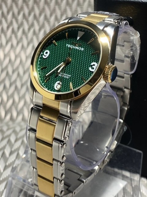 新品 テクノス TECHNOS 正規品 腕時計 アナログ腕時計 クオーツ ステンレス 5気圧防水 シンプル 3針 ゴールド グリーン メンズ プレゼント_画像4