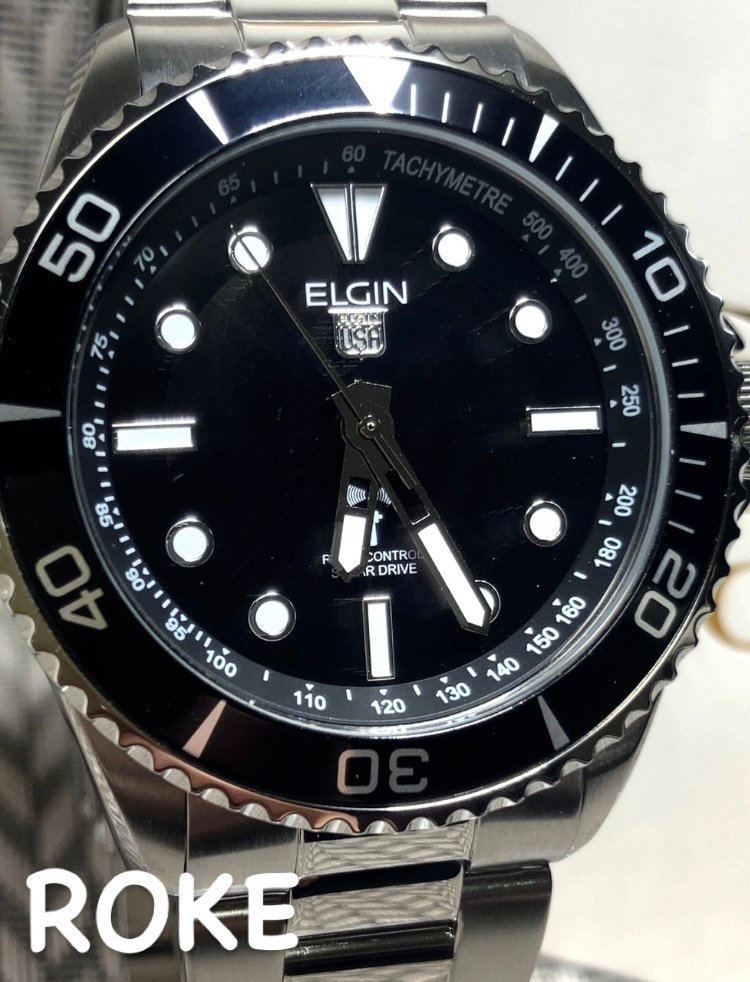 新品 正規品 腕時計 ELGIN エルジン メンズ 男性 ソ－ラ－電波ウォッチ 10気圧防水機能 蓄光インデックス ステンレス プレゼント ギフト_画像1