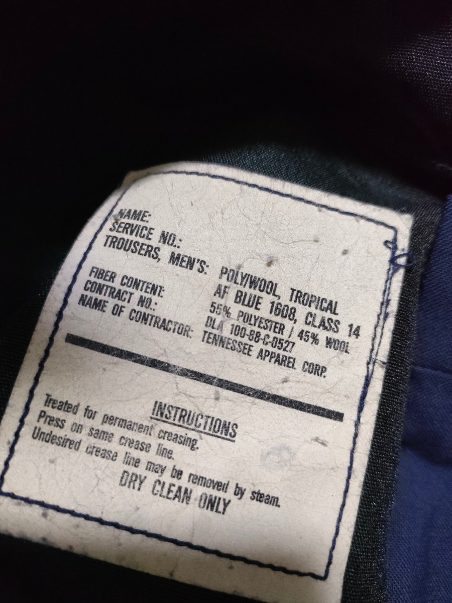 　サイズ：28 良品　米軍実物 80s U.S.NAVY MEN'S trousers ポリウール パンツ ネイビー メンズ 米海軍 ミリタリー ビンテージ _画像3