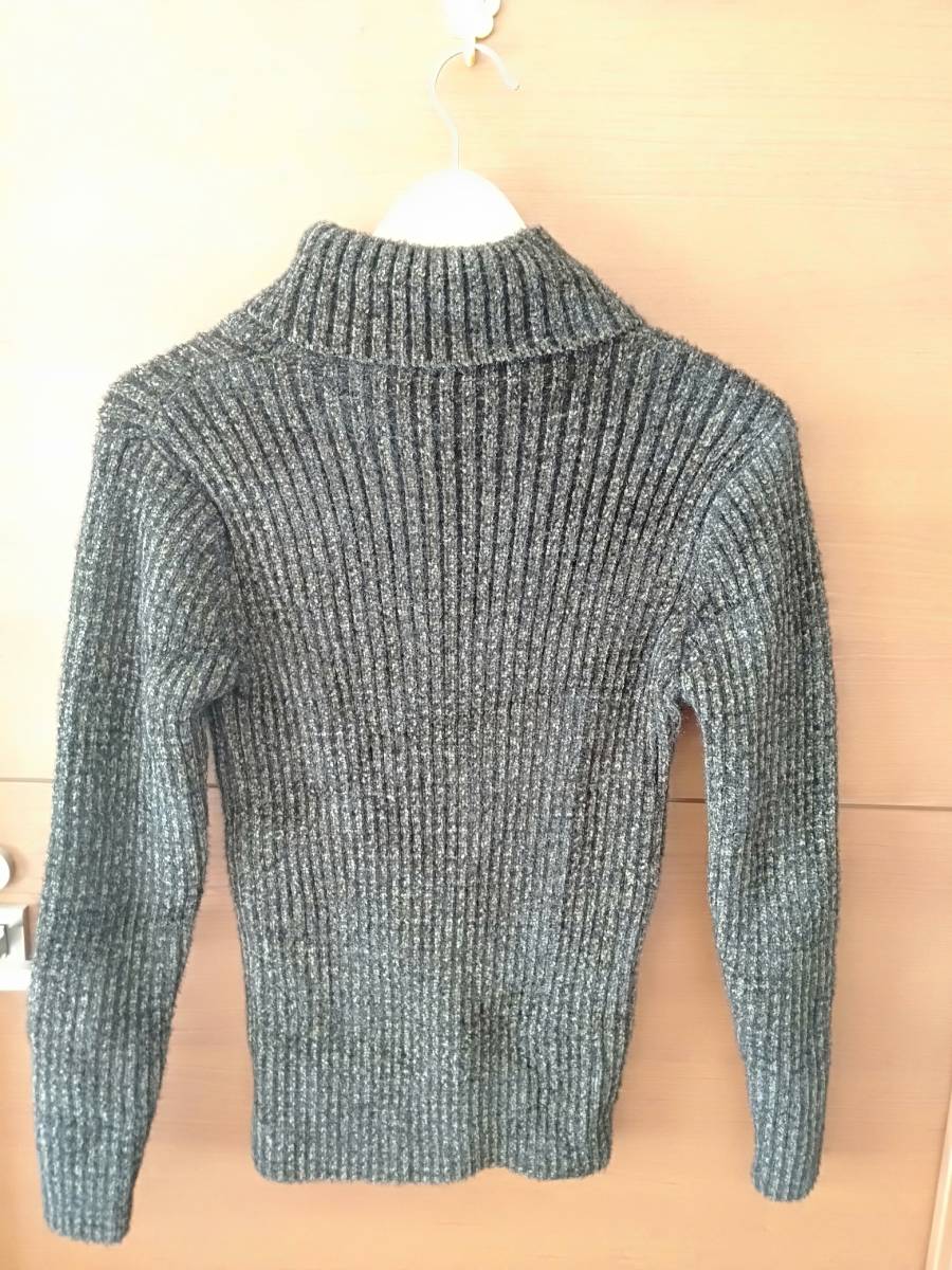 メンズ羊毛タートルネックセーター茶色L_画像3