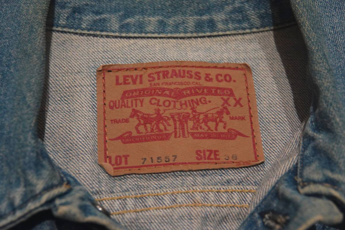 ★日本製・ビッグE★38 Levi's リーバイス 71557 サード ビンテージレプリカ 復刻 デニムジャケット ジージャン Gジャン _画像2