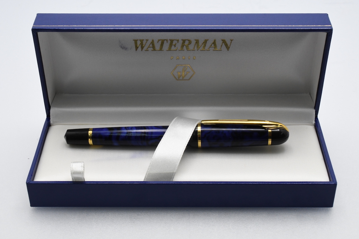 WATERMAN ウォーターマン フィリアス マーブルブルー F カートリッジ 万年筆 ケース付 ■18078_画像1