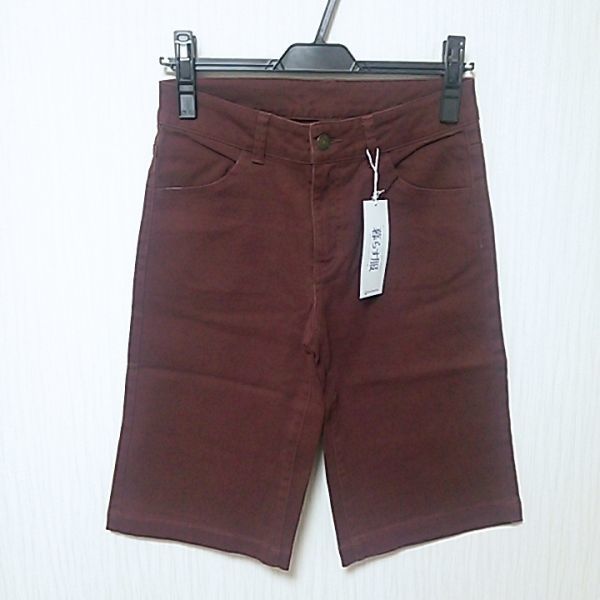 新品 ハーフ丈 ストレッチ パンツ ズボン W67_画像1