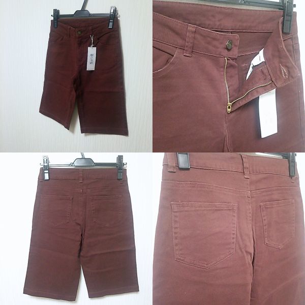 新品 ハーフ丈 ストレッチ パンツ ズボン W67_画像2