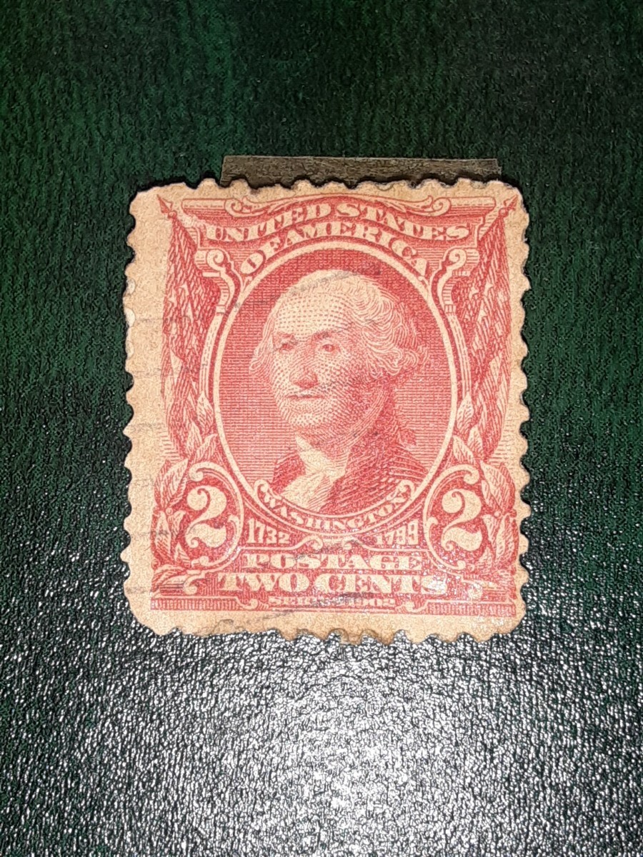 アンティーク切手 アメリカ 1902年頃 ワシントン 2セント 使用済み USW1112_画像2