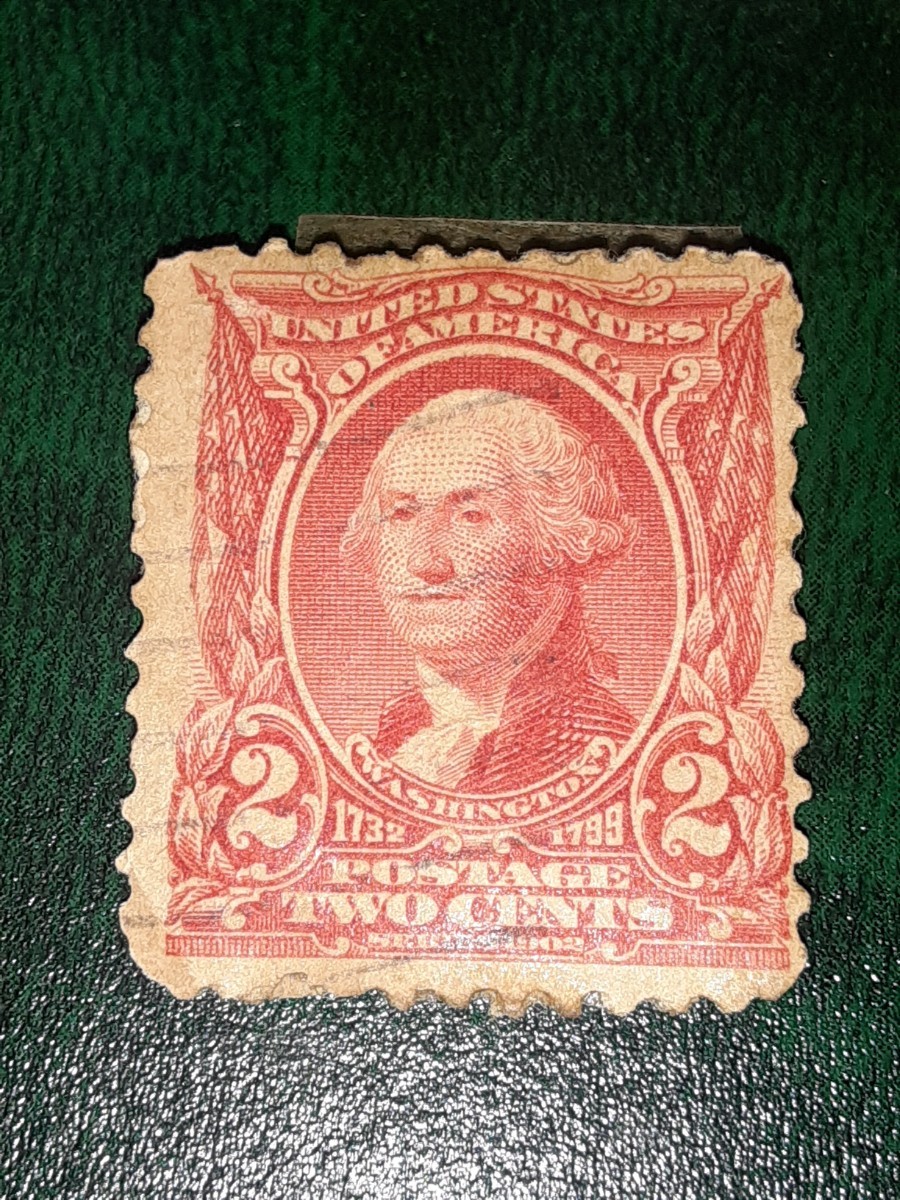 アンティーク切手 アメリカ 1902年頃 ワシントン 2セント 使用済み USW1112_画像1