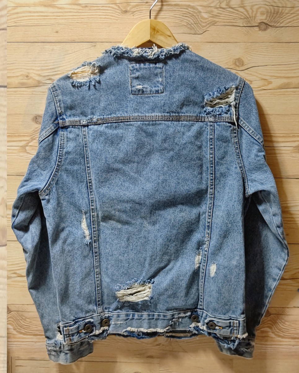 ZARA MAN】ザラマン/ 1975 ダメージ加工 ノーカラーGジャン ZARA MAN】ザラマン/ 1975 ダメージ加工 ノーカラーGジャン