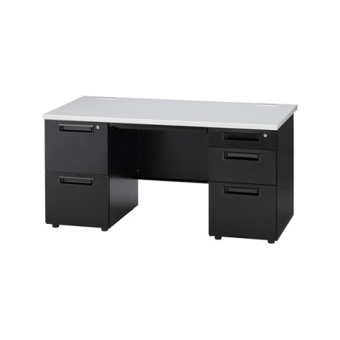 ★本州送料無料★ 新品オフィスデスク GSD-B147-2L3R WH(ブラック) 両袖机2段左袖/3段右袖