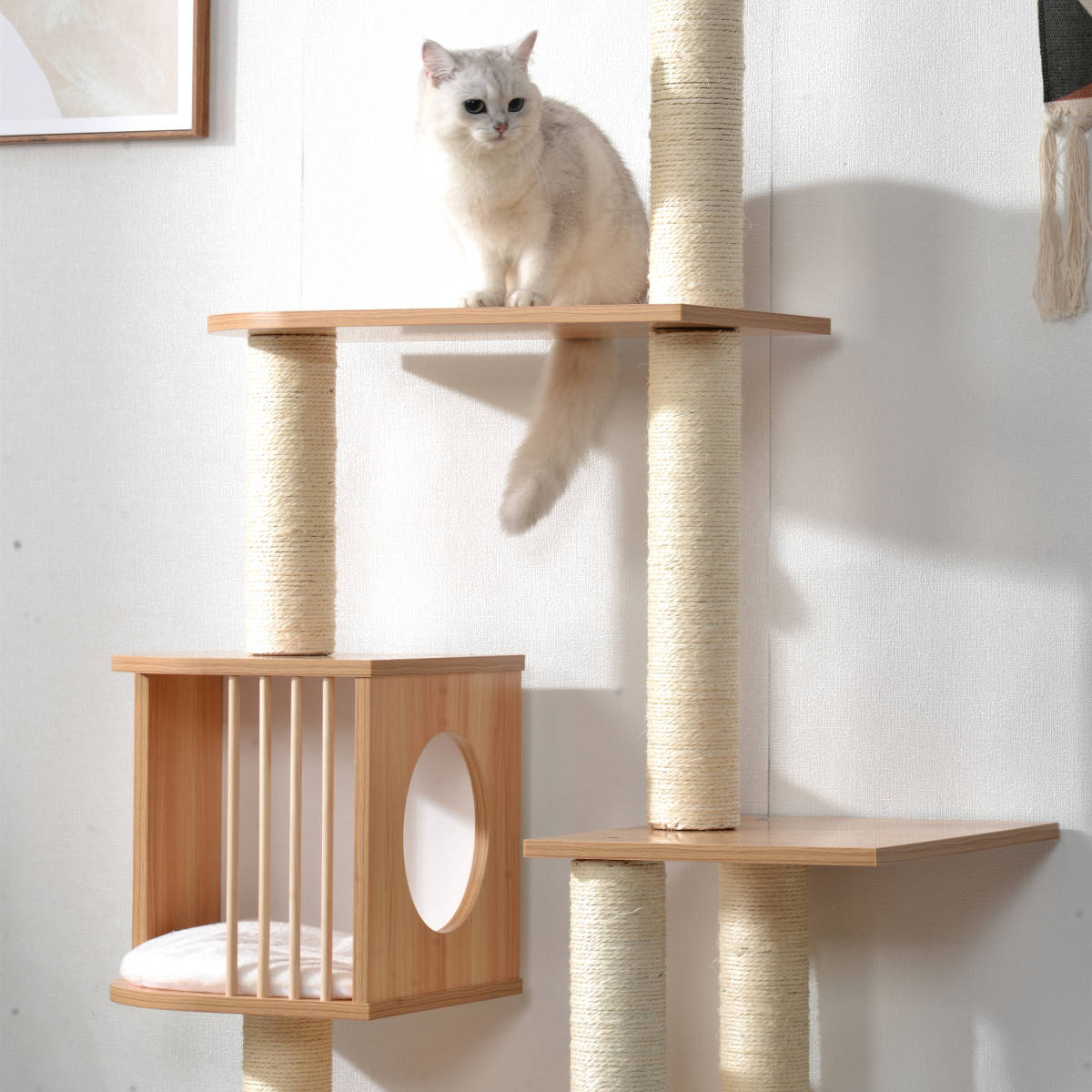  башня для кошки из дерева крепкий .. класть модный лен шнур коготь .. мяч кошка bed [ натуральный ]