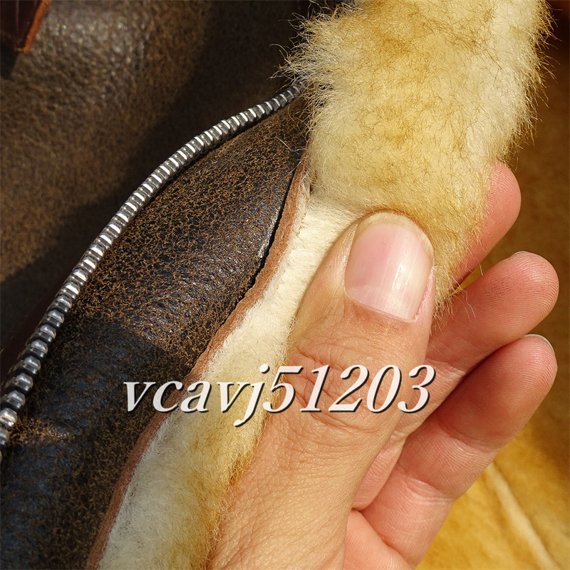 ◆高級品◆メンズ 革ジャン TYPE B-3 フライトジャケット 超防寒 ウール レザージャケット 毛皮 最上級 羊革 ライダース 本革 S~4XL_画像6