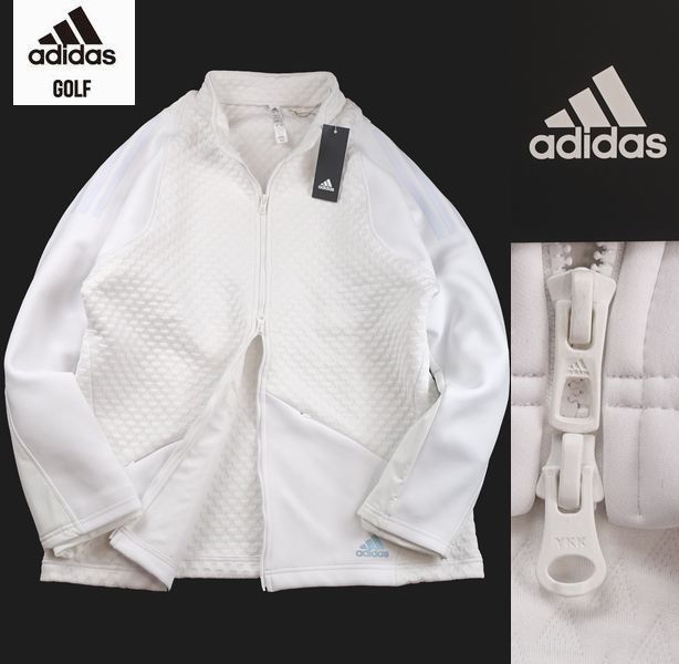 新品 秋冬 adidas GOLF アディダス COLD.RDY ファブリックミックス 白 フルジップジャケット XL ゴルフウェア 保温性 吸放湿性 メンズ_画像1