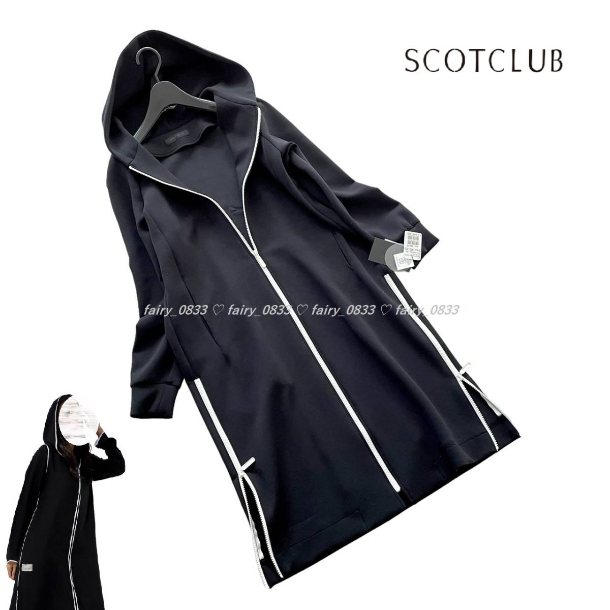 【送料無料 日本製】新品■SCOT CLUB スコットクラブ■23000円 ” 着映えバイカラーZIP ”...♪サイドスリット☆パーカーロングアウター_画像2