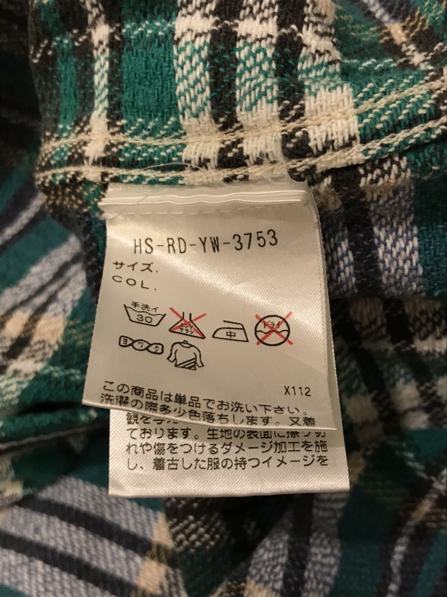 RRL ダブルアールエル ウェスタン 長(zhǎng)袖シャツ チェック コットン100% S 右袖口ボタン欠損