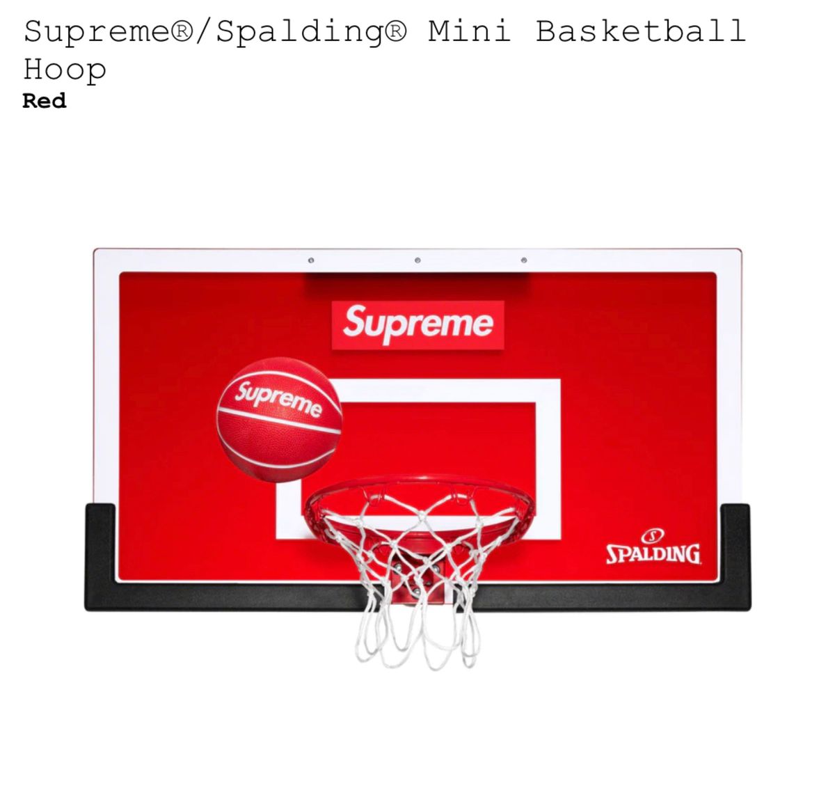 Supreme x Spalding Mini Basketball Hoop "Red"