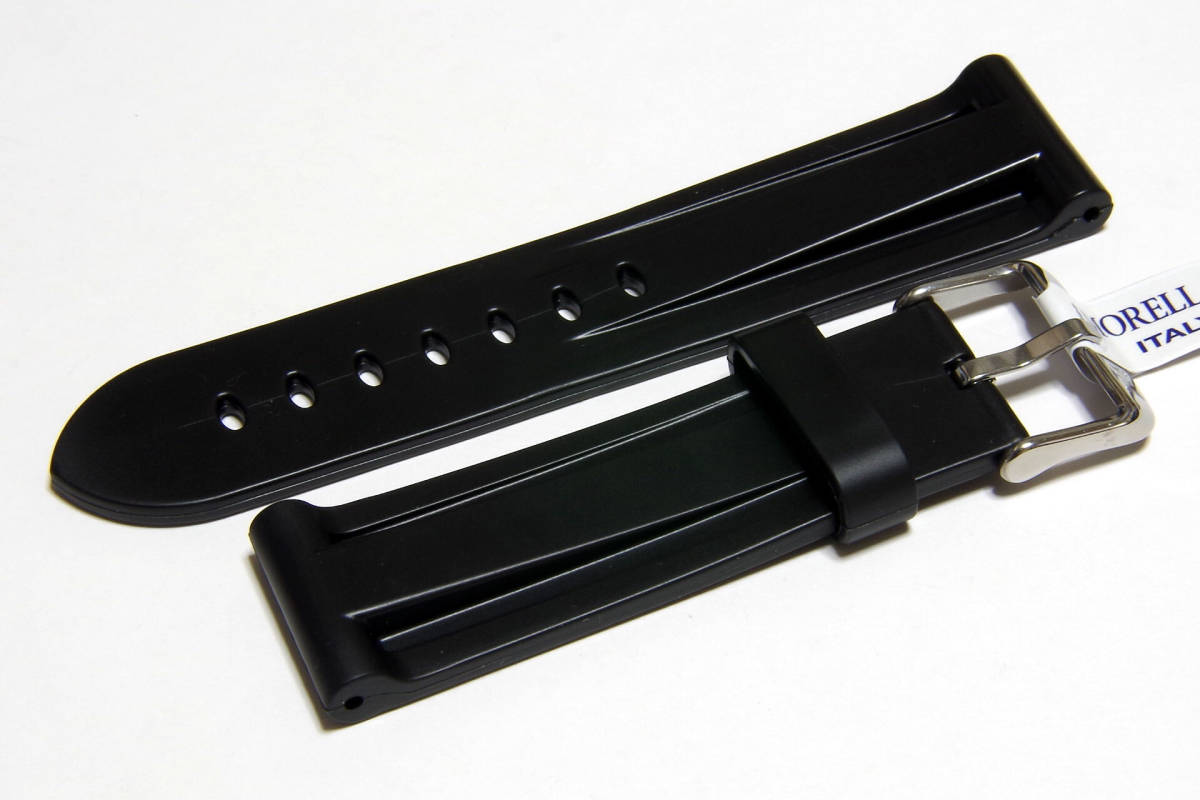 【送料無料・バネ棒付】 24mm幅 イタリア・モレラート MARINER （マリナー）黒 ラバー