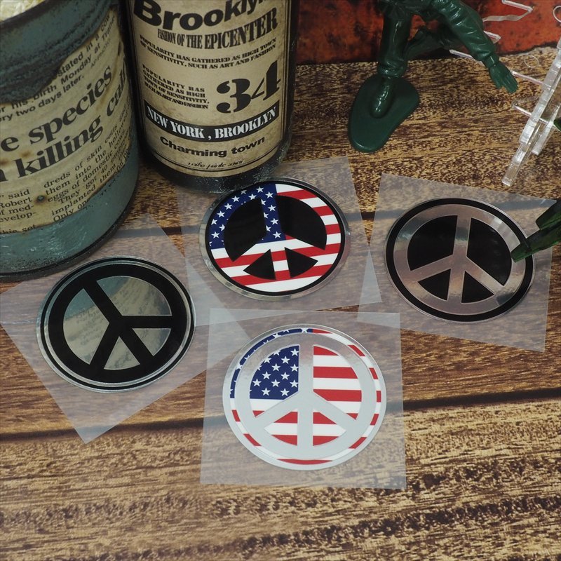 （ミラー）ピースマークステッカー アメリカ Peace symbol 5cm シール 防水 原付 ワンポイント かわいい シンボル_画像4