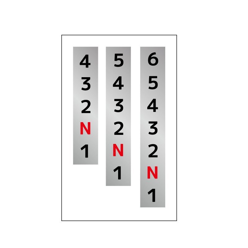 (シルバー) バイク用シフトパターンステッカー パターン1 縦型四角 Cタイプ N赤_画像1