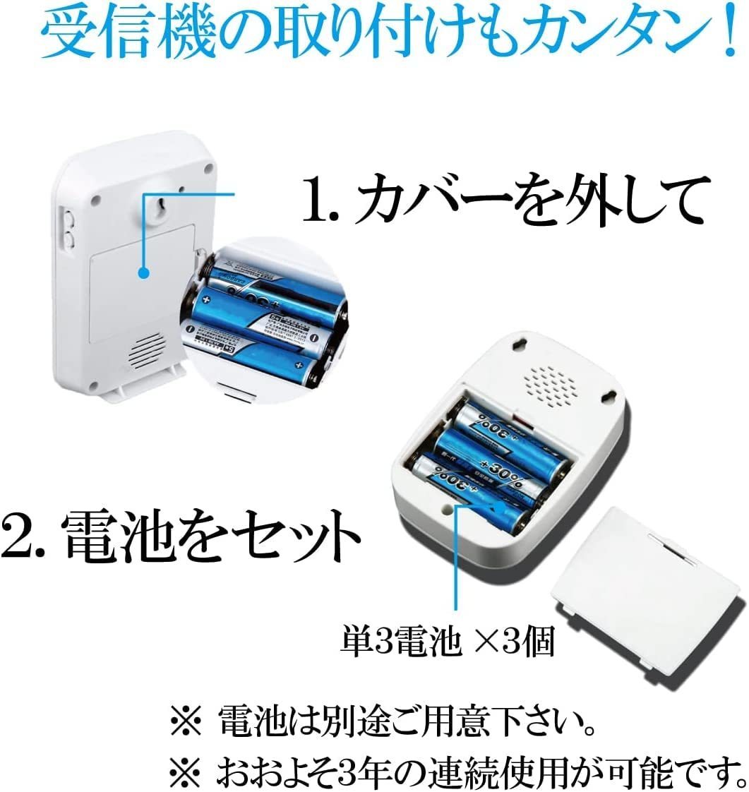 【国内匿名発送】 ワイヤレスチャイム,インターホン 呼び出しチャイムセット 無線 玄関ドアベル 36メロディー 4段階音量調節_画像2