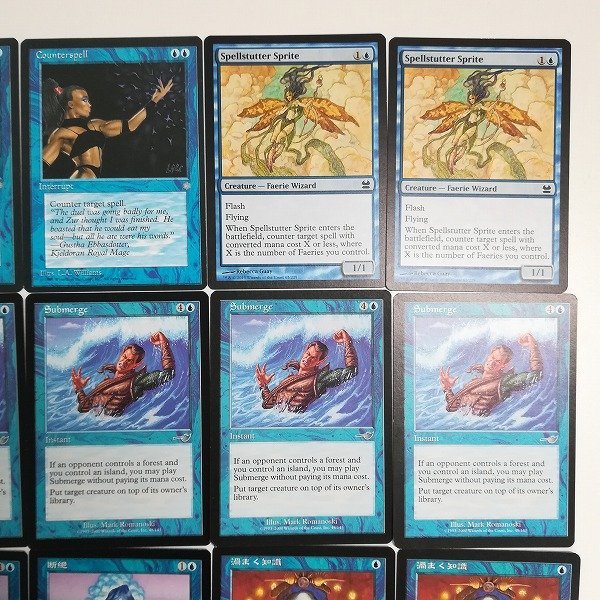 sB483q [まとめ] MTG 青 Counterspell Spellstutter Sprite Submerge 断絶 渦まく知識 Daze 各4枚 計24枚_画像4