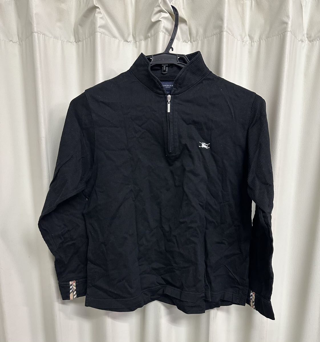 Burberry GOLF Burberry Golf long sleeve Zip shirt black no color cotton 100% three . association Golf wear tops 