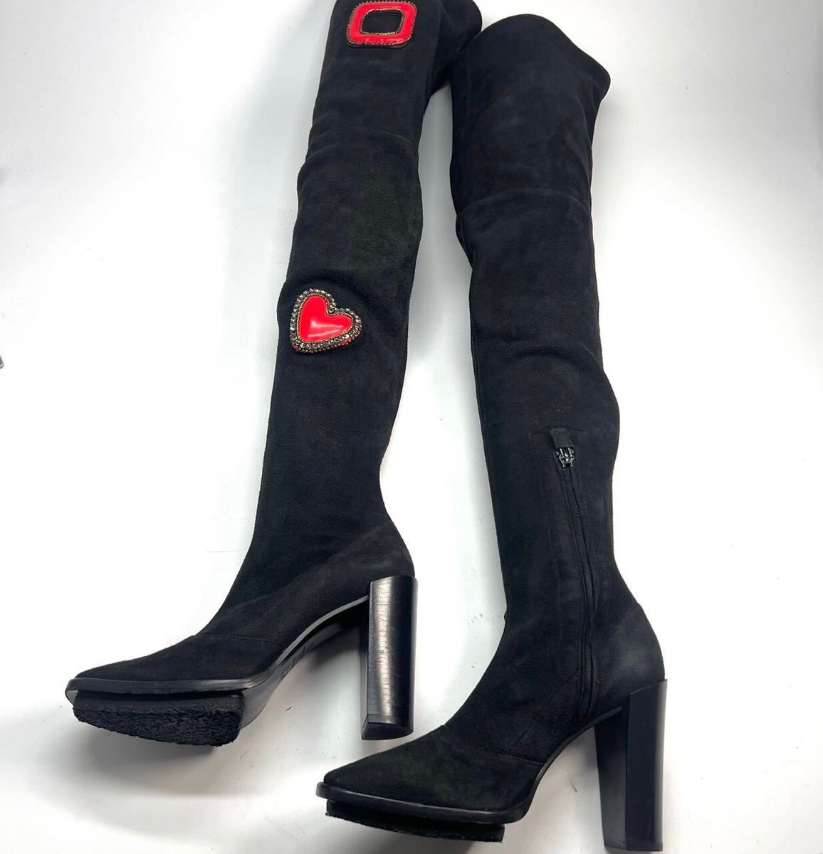 Roger Vivierroje vi vi e ботфорты biju- замша 37 23.5cm женский обувь обувь черный чёрный 