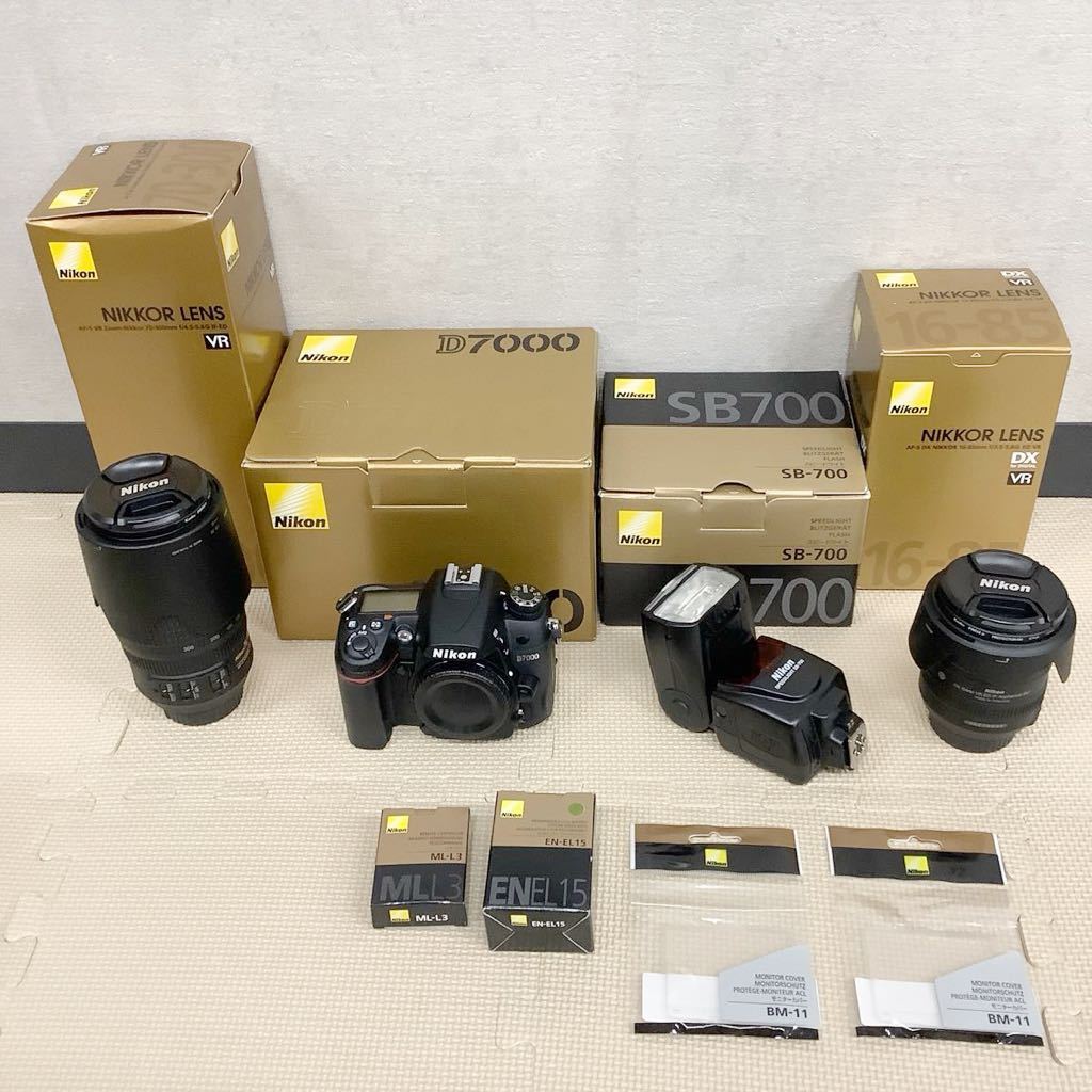 Nikon D7000ボディ NIKKOR LENS 16-85mm 70-300mmレンズ SB-700スピードライト モニターカバー ニコンセット 動作確認済【k2434-s104】_画像1