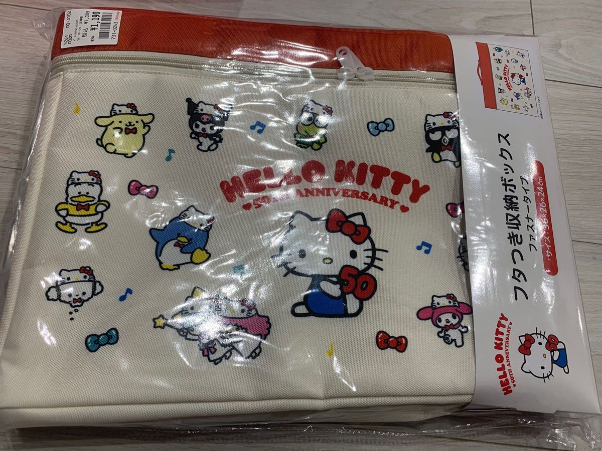 サンリオ キティ 50周年記念 ふた付き収納ボックス バースデイ サンリオ キティ 50周年記念 ふた付き収納ボックス バースデイ