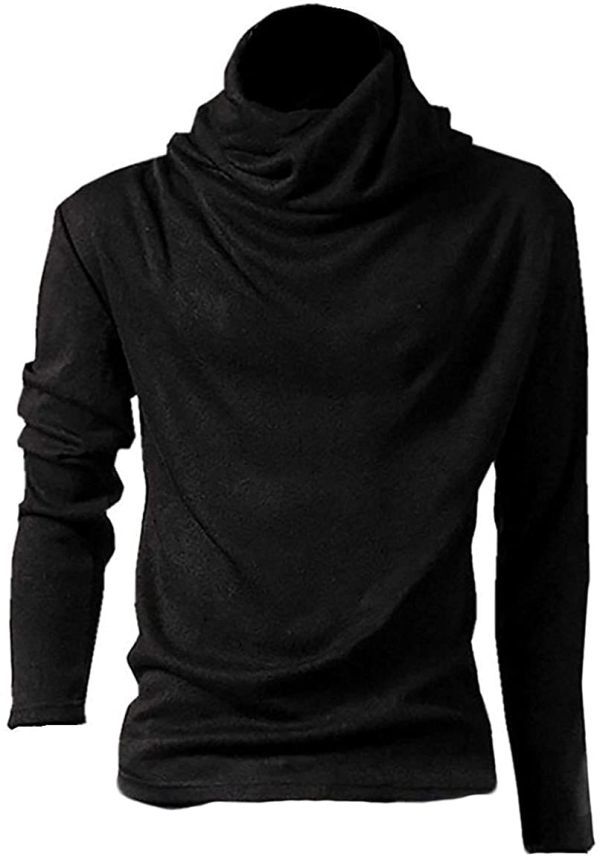 XXL ブラック アフガン タートルネック 長袖 Tシャツ カットソー カジュアル メンズ シンプル 無地 ストリート系 モード系 カットソー 黒_画像4