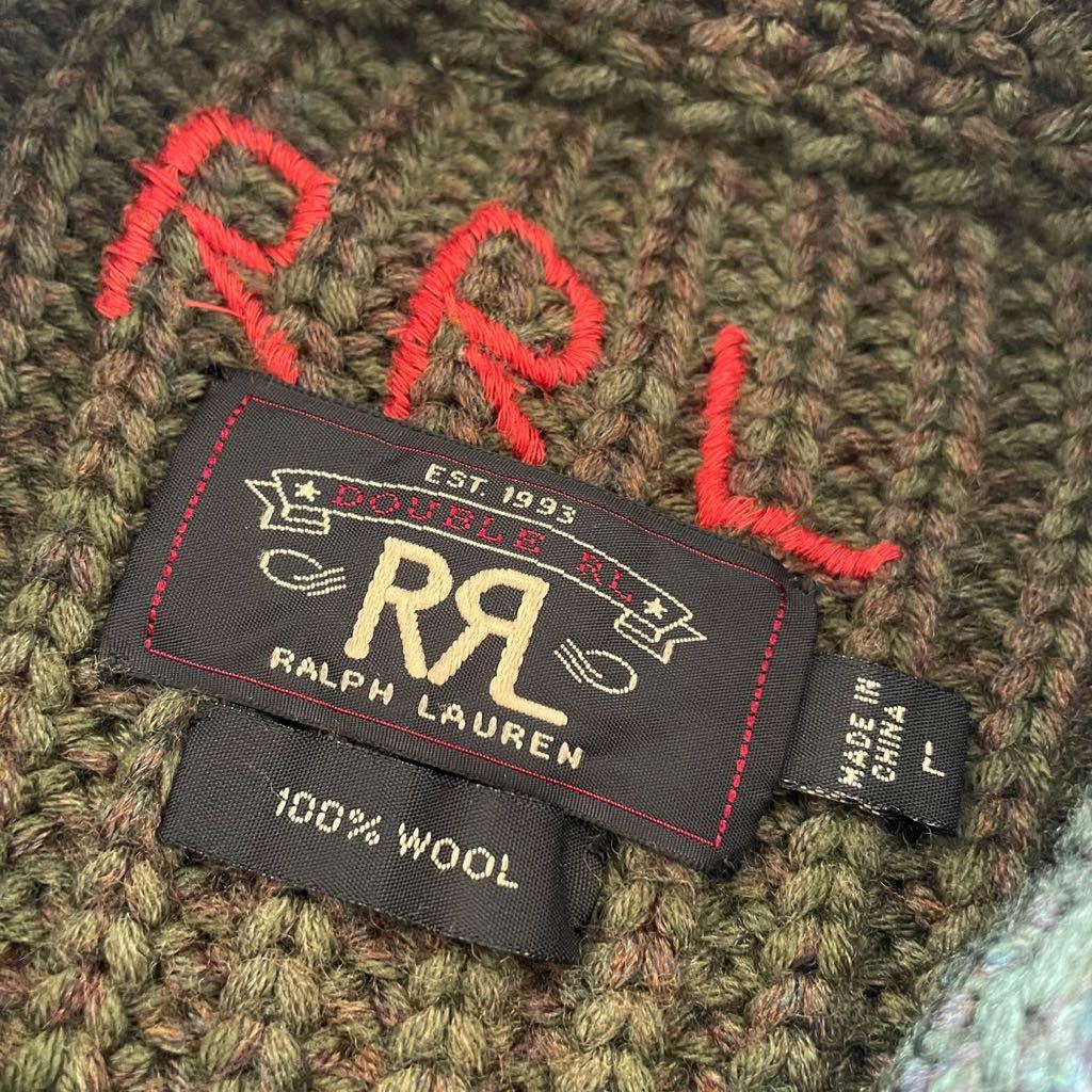 RRL “Wool Shawl Collar Cardigan” L ウール ショールカラー カーディガン ニット オリーブ Ralph Lauren ミリタリー ジャケット_画像7
