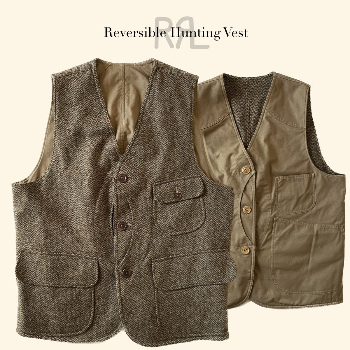 RRL “Tweed Hunting Vest” L ハンティング ツイード ベスト リバーシブル ジャケット Ralph Lauren ヴィンテージ_画像1