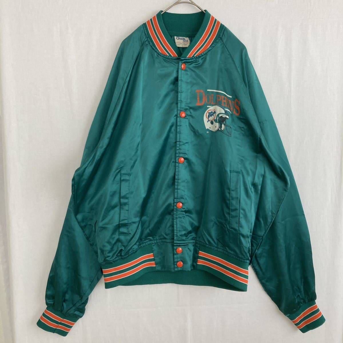 海外規格L】古着 スタジャン Chalk Line NFL Miami Dolphins made in