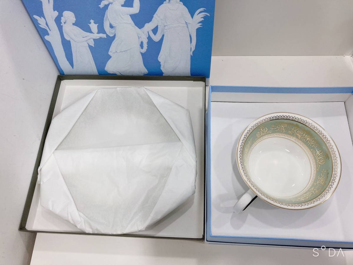 ◆稀少品 WEDGWOOD Columbia sage green ウエッジウッド コロンビアセージグリーン ケーキ皿とカップ&ソーサー ケーキ皿完全未使用 箱付き_画像3