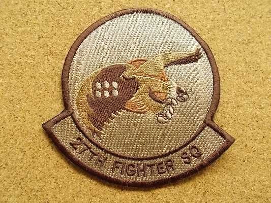 90s 27TH FIGHTER SQ 第27戦闘飛行隊 F-22A イーグル パッチ刺繍ワッペン/米軍ミリタリーARMYアメリカ軍ビンテージUSA腕章AIR FORCE部隊章_画像1