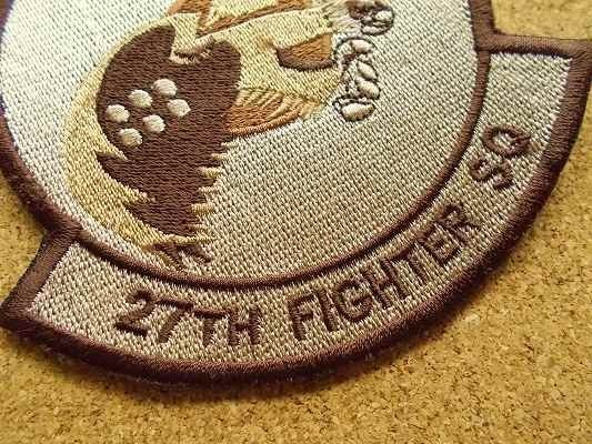90s 27TH FIGHTER SQ 第27戦闘飛行隊 F-22A イーグル パッチ刺繍ワッペン/米軍ミリタリーARMYアメリカ軍ビンテージUSA腕章AIR FORCE部隊章_画像3