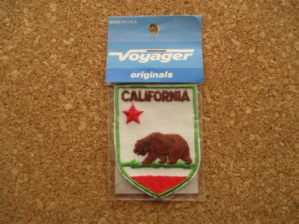70s カリフォルニア州CALIFORNIA Voyager刺繍ワッペン/クマくまアメリカ州旗Vintage観光ビンテージPATCHESスーベニア土産リパブリック熊 D3_画像1