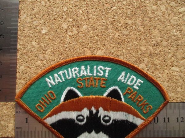 80s オハイオ州立 公園THE OHIO STATE PARKS NATURALIST AIDEワッペン/アライグマ自然DNRパーク動物VintageあらいぐまPATCH動物USA D19の画像9