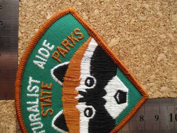 80s オハイオ州立 公園THE OHIO STATE PARKS NATURALIST AIDEワッペン/アライグマ自然DNRパーク動物VintageあらいぐまPATCH動物USA D19の画像10