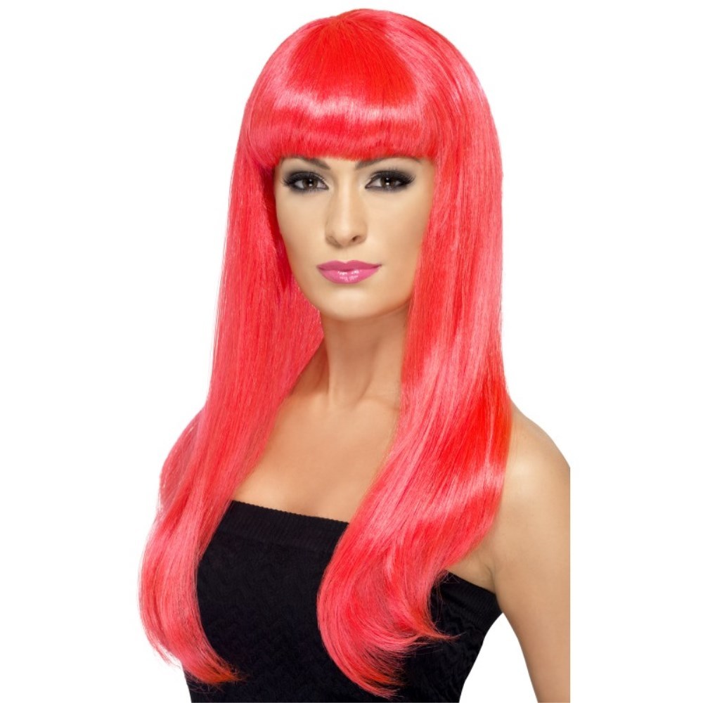 Babelicious парик neon розовый длинный распорка взрослый женский костюмированная игра 