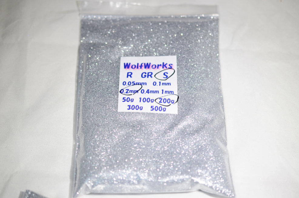 【WOLF WORKS】シルバーラメフレーク 0.2mm 200g分★_画像2