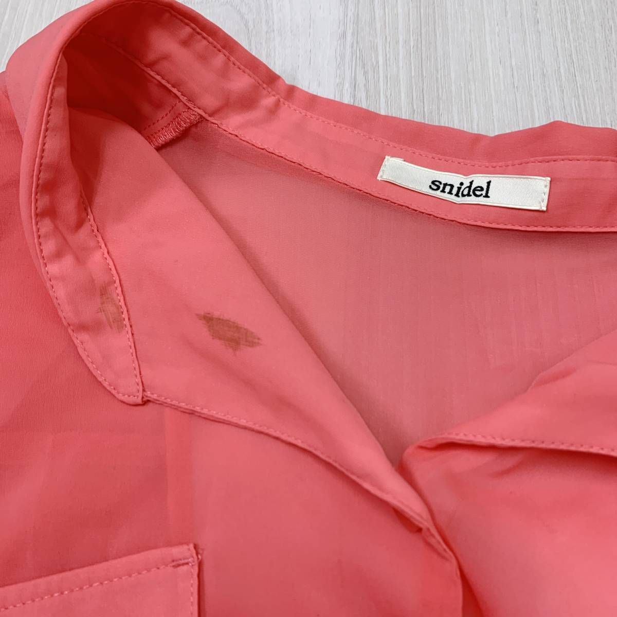 S621 SNIDEL スナイデル レディース シャツ 七分袖 ゆるふわ F ピンク（桃）無地 上品 人気 ガーリーカラフルコーデ_画像8