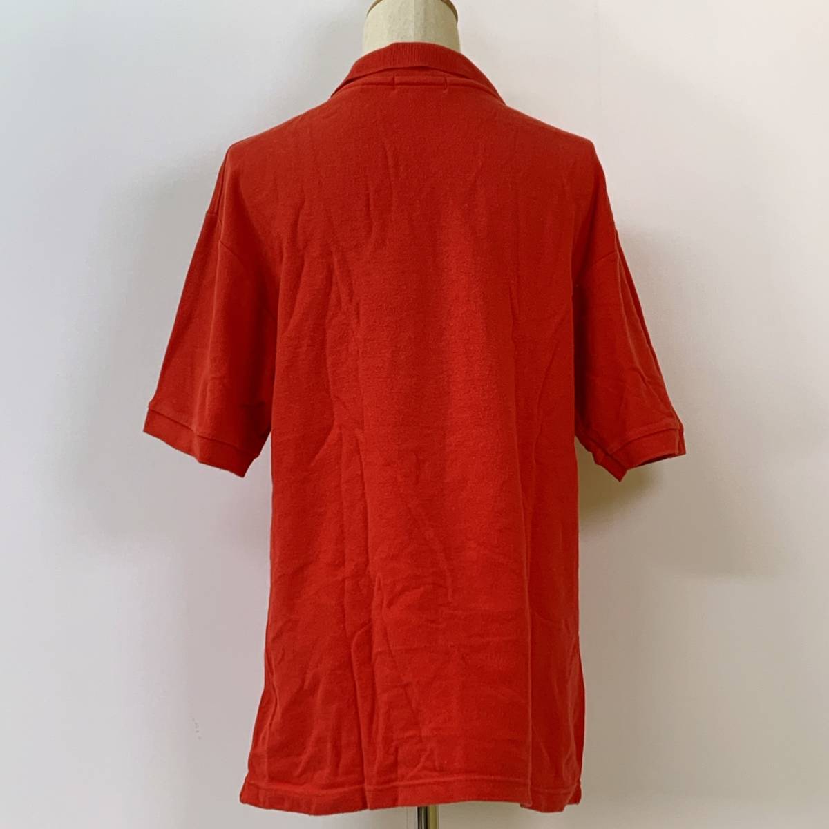 S769 FILA フィラ メンズ ポロシャツ 半袖 フェミニン 赤 無地 上品 シンプルデイリーカジュアル USA製 ロゴ刺繍_画像3