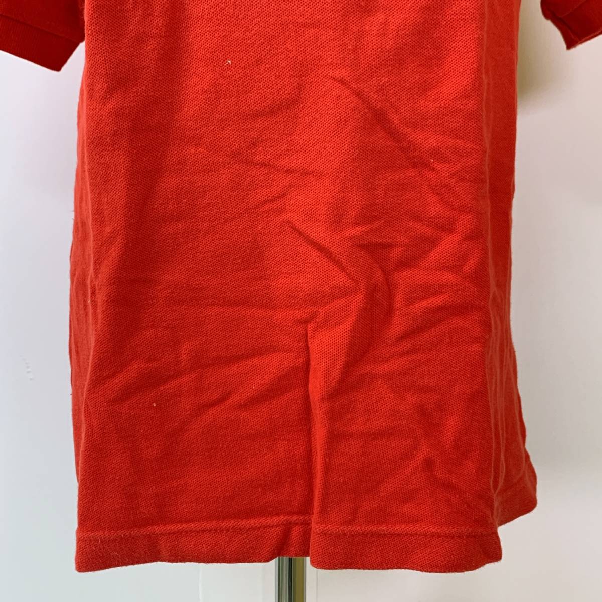 S769 FILA フィラ メンズ ポロシャツ 半袖 フェミニン 赤 無地 上品 シンプルデイリーカジュアル USA製 ロゴ刺繍_画像6