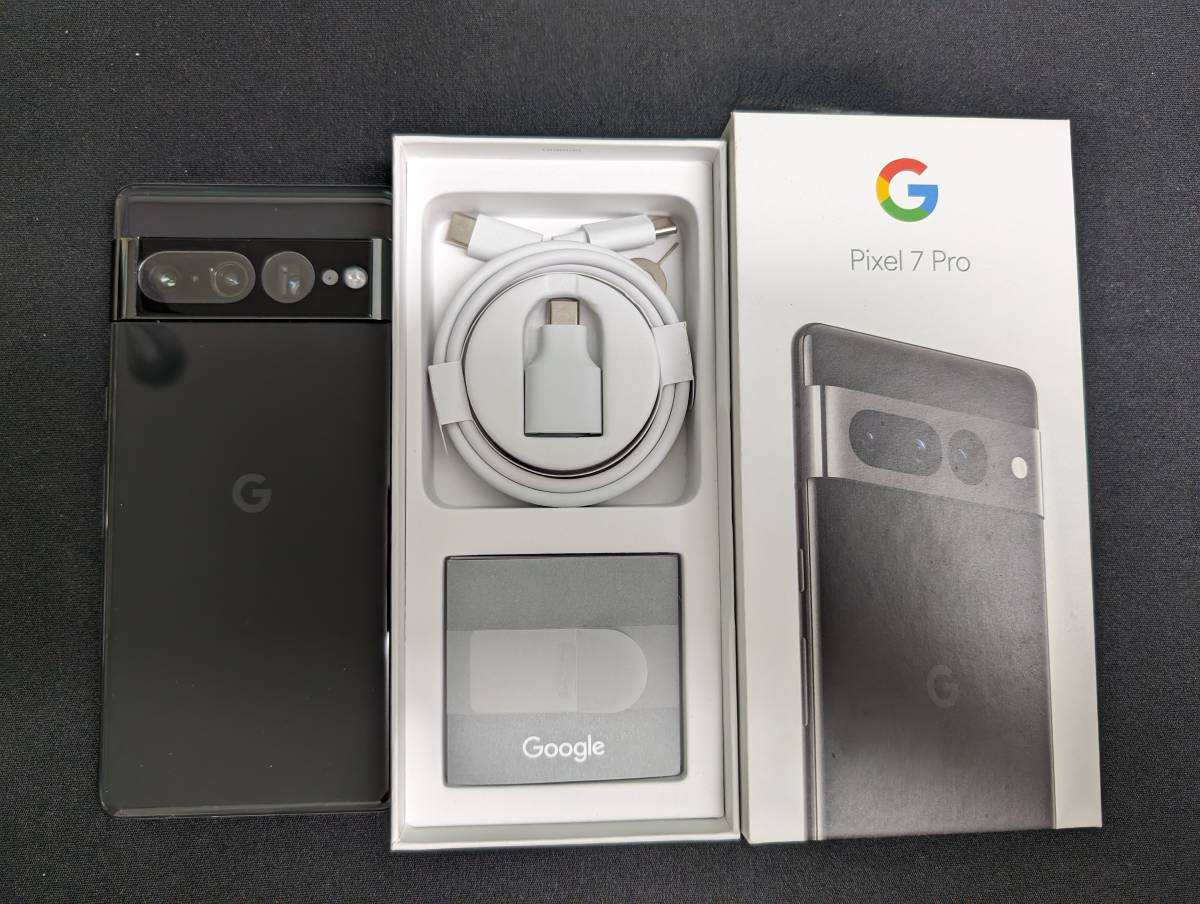 ☆送料込み☆Googleストア購入 超美品 Google Pixel 7pro 256GB obsidian／ブラック バッテリー容量96% ガラスフィルム付_画像3