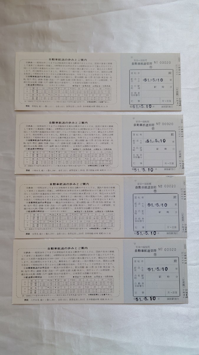 ▼国鉄▼青函連絡船 自動車航送10年記念きっぷ▼昭和51年 7種一括　青函航路　鉄道連絡船_画像2