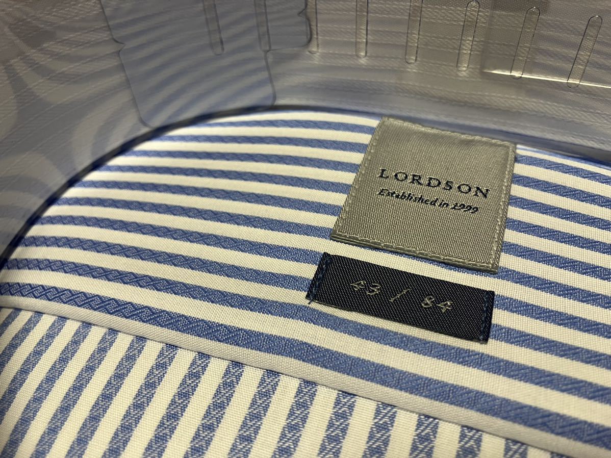 LORDSON☆ブルーストライプクレリックワイシャツ　LL(43-84)　百貨店販売品　形態安定　半値以下_画像3
