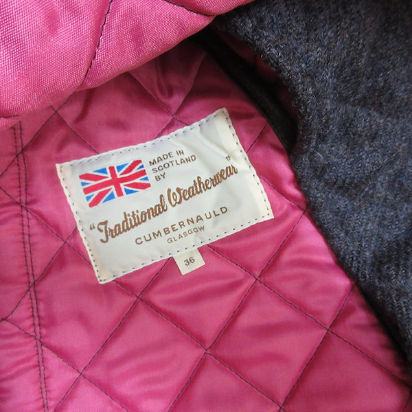 s■英国製■トラディショナル ウェザーウェア/Traditional Weatherwear キルティングウールコート/JKT【36】灰茶系/LADIES/128【中古】_画像2