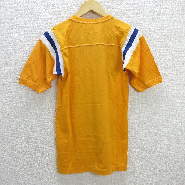 y■80’S USA製■GULF COAST SPORTSWEARミッキープリント フットボールTシャツ■黄【メンズS】ヴィンテージ/74【中古】_画像3