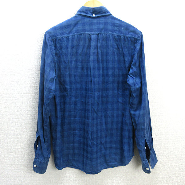 s■ユナイテッドアローズ/GLR チェック柄 長袖BDシャツ【M】青/MENS/152【中古】_画像3